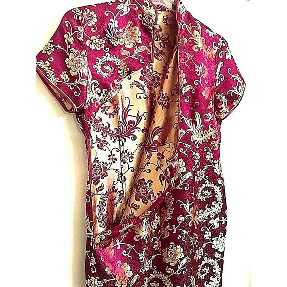 Asian Chinese Dress. Purple Metallic Gold New - Picture 5 of 6
